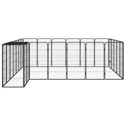 Hondenkennel 26 Panelen 50X100 Cm Gepoedercoat Staal Zwart 350 x 300 x 100 cm