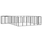 Hondenkennel 30 panelen 50 x 100 cm gepoedercoat staal zwart 400 x 350 x 100 cm