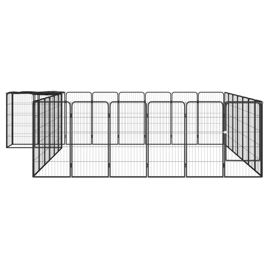 Hondenkennel 30 panelen 50 x 100 cm gepoedercoat staal zwart 400 x 350 x 100 cm