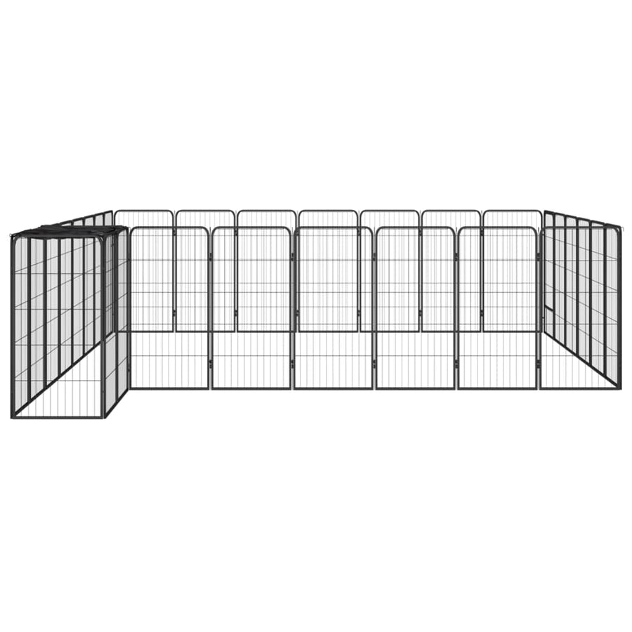 Hondenkennel 30 panelen 50 x 100 cm gepoedercoat staal zwart 400 x 350 x 100 cm