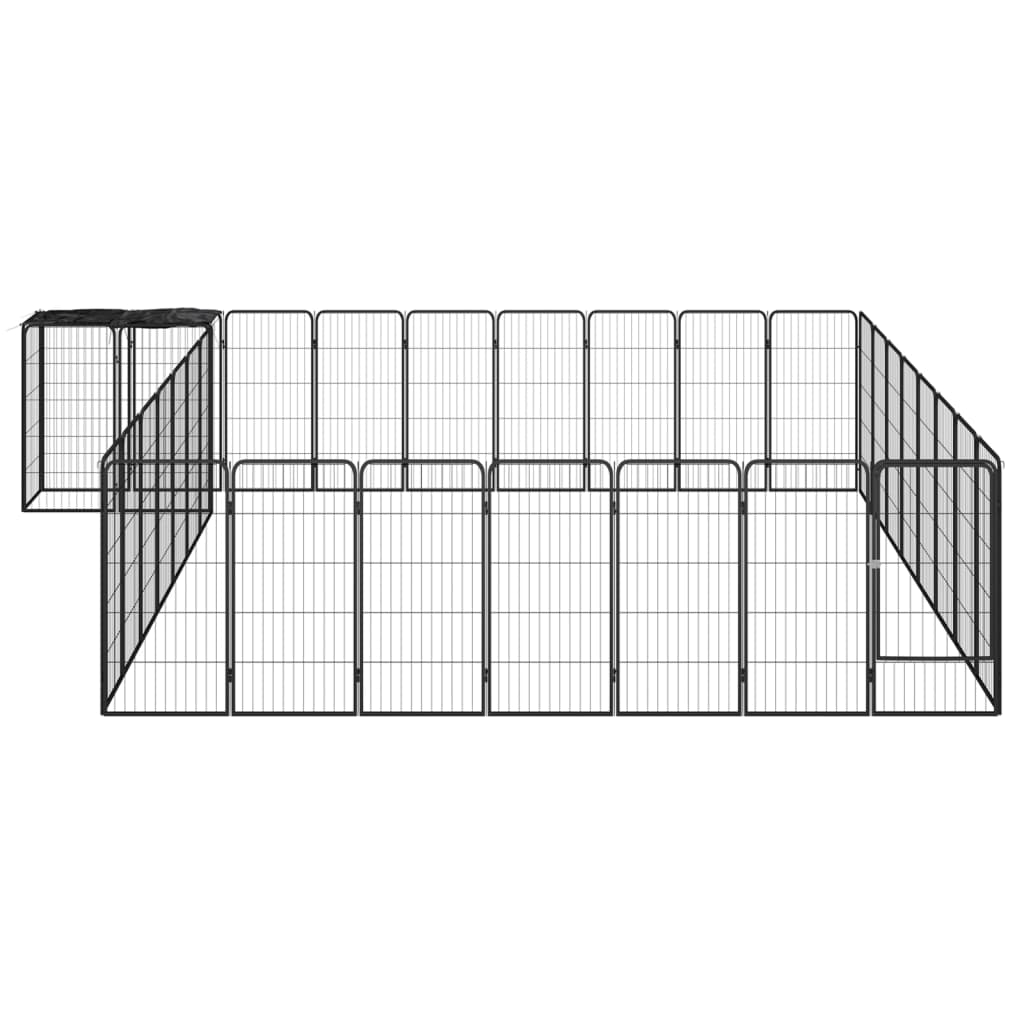 Hondenkennel 34 panelen 50x100 cm gepoedercoat staal zwart 450 x 400 x 100 cm