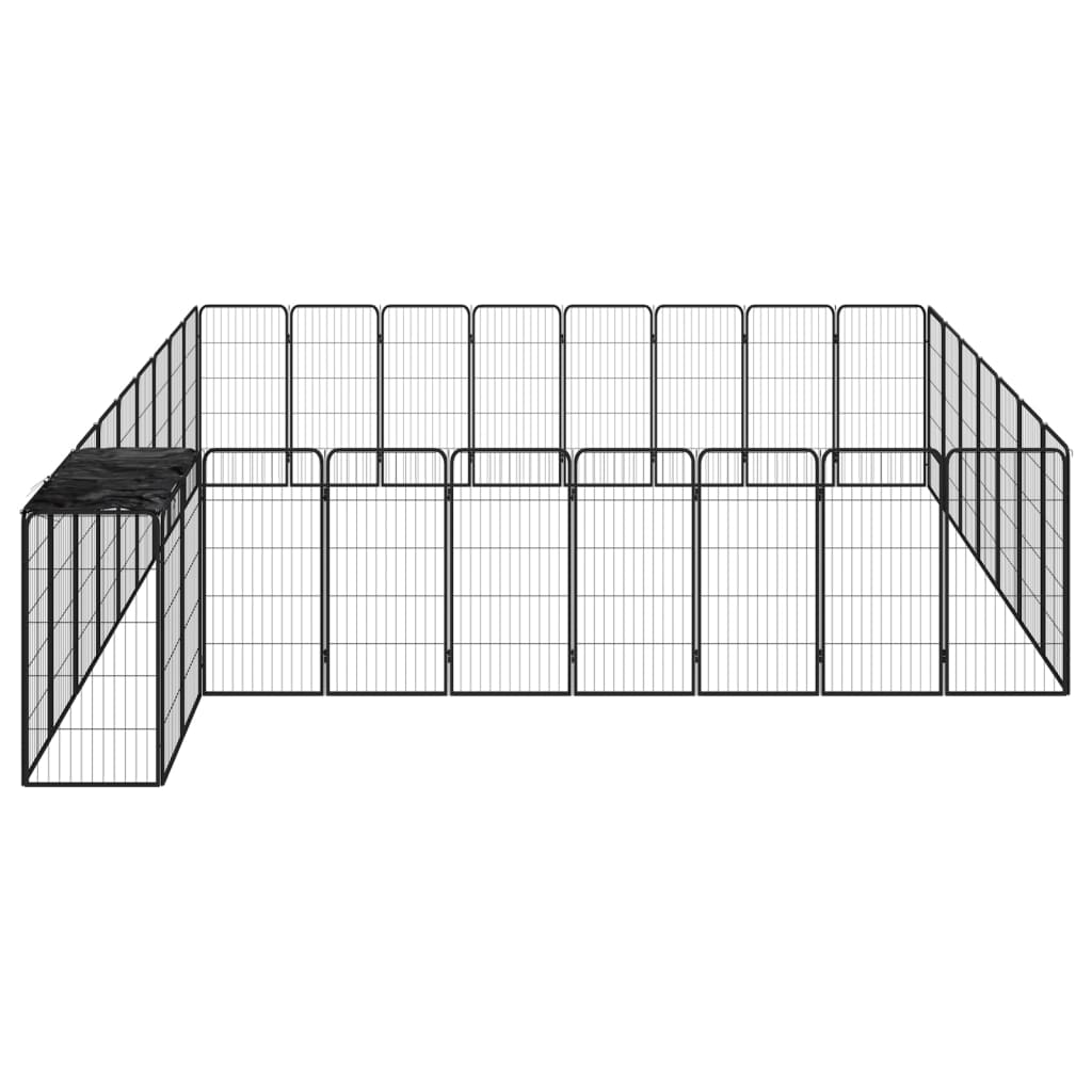 Hondenkennel 34 panelen 50x100 cm gepoedercoat staal zwart 450 x 400 x 100 cm