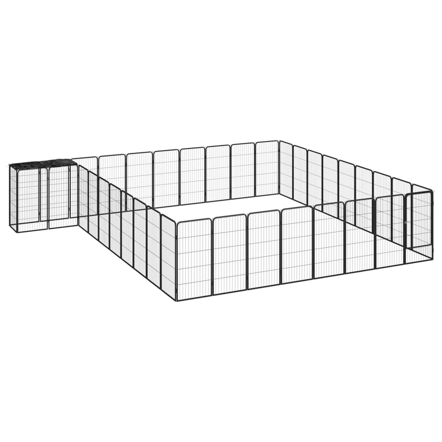 Hondenkennel 38 panelen 50x100 cm gepoedercoat staal zwart 500 x 450 x 100 cm