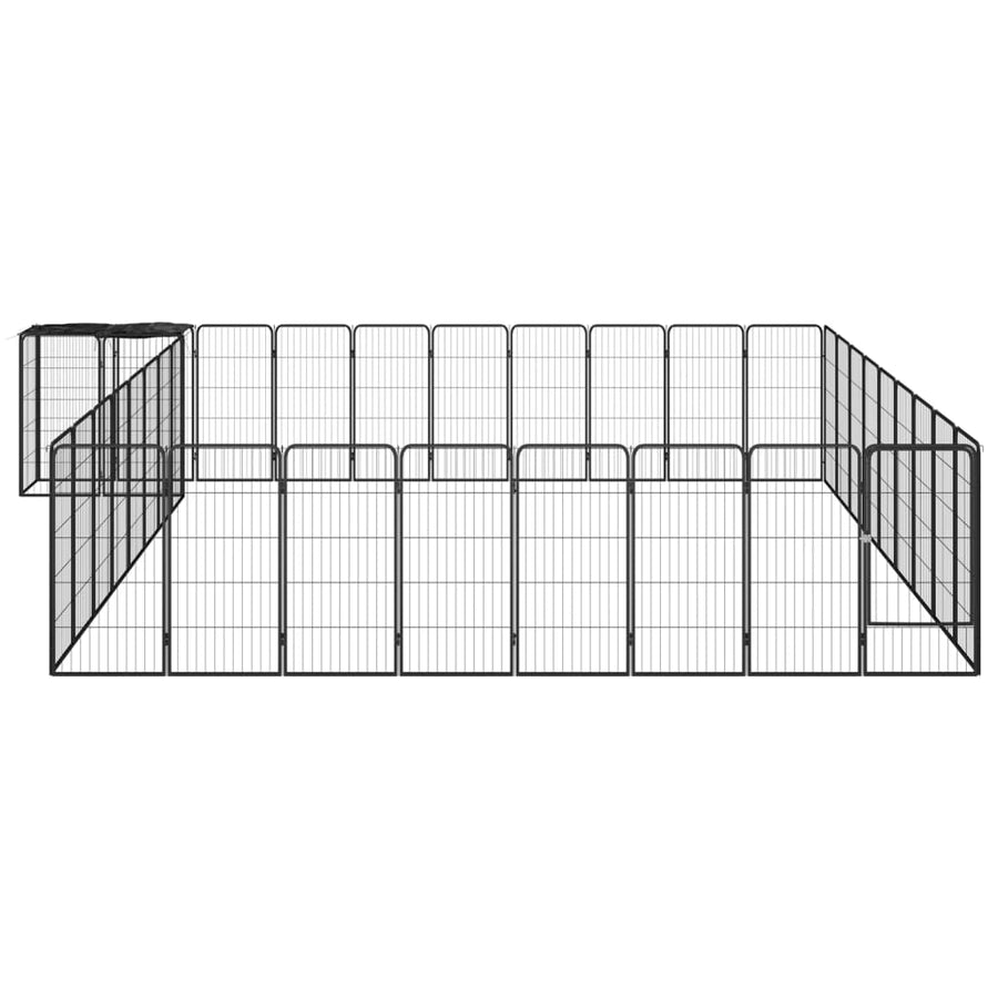 Hondenkennel 38 panelen 50x100 cm gepoedercoat staal zwart 500 x 450 x 100 cm