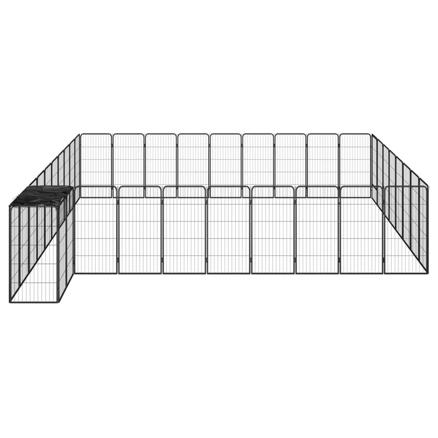 Hondenkennel 38 panelen 50x100 cm gepoedercoat staal zwart 500 x 450 x 100 cm