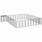 Hondenkennel 42 panelen 50x100 cm gepoedercoat staal zwart 550 x 500 x 100 cm