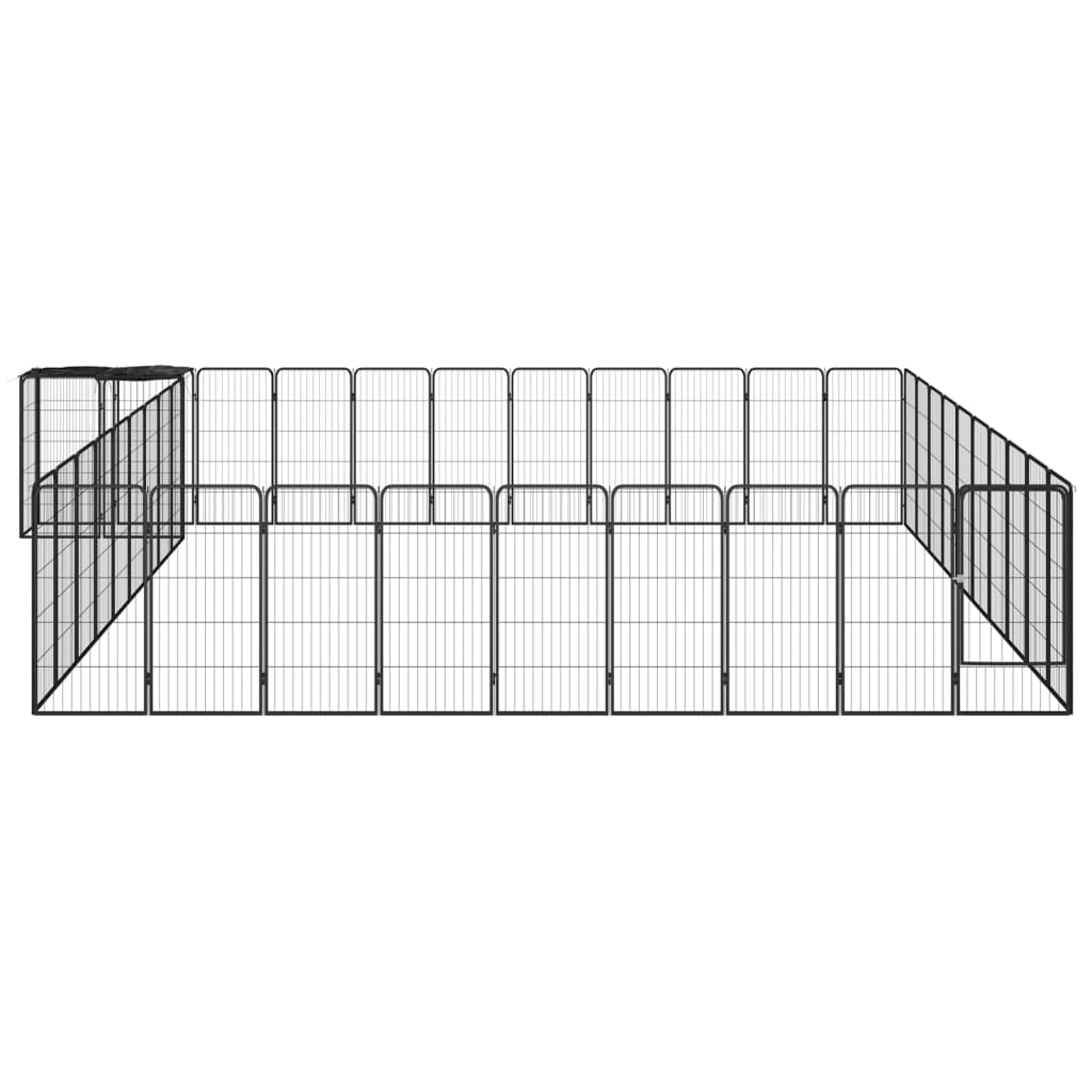 Hondenkennel 42 panelen 50x100 cm gepoedercoat staal zwart 550 x 500 x 100 cm