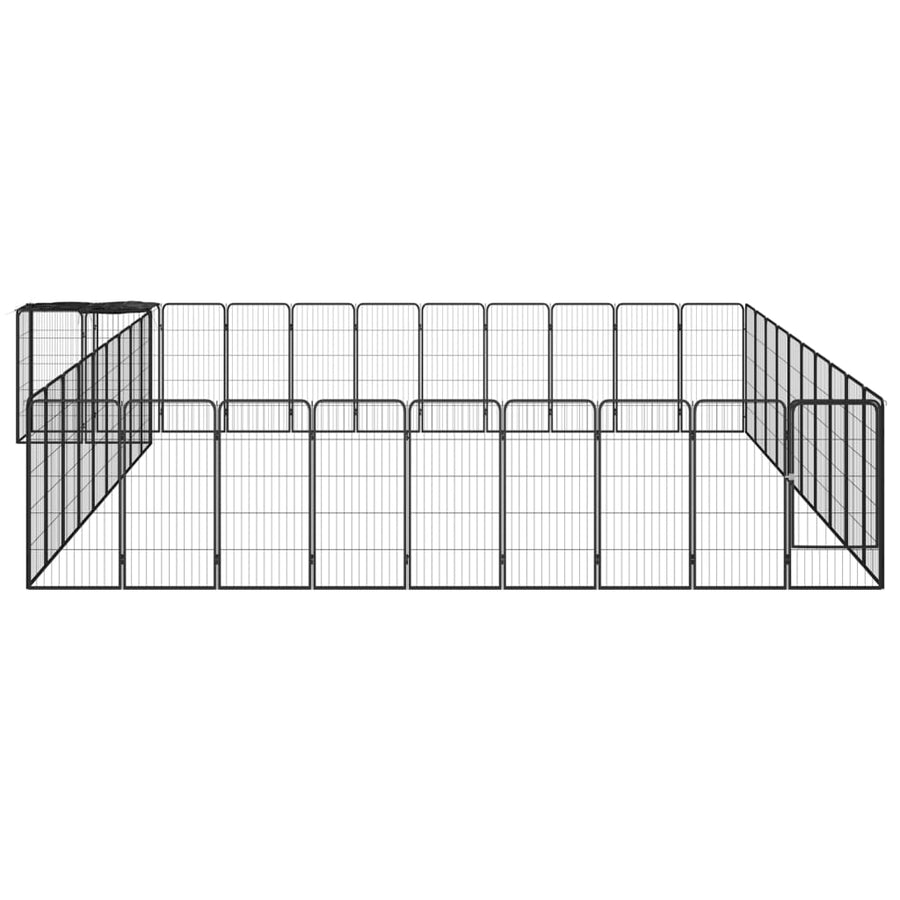 Hondenkennel 42 panelen 50x100 cm gepoedercoat staal zwart 550 x 500 x 100 cm