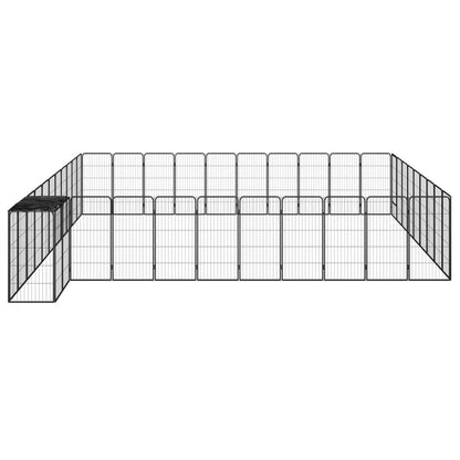 Hondenkennel 42 panelen 50x100 cm gepoedercoat staal zwart 550 x 500 x 100 cm