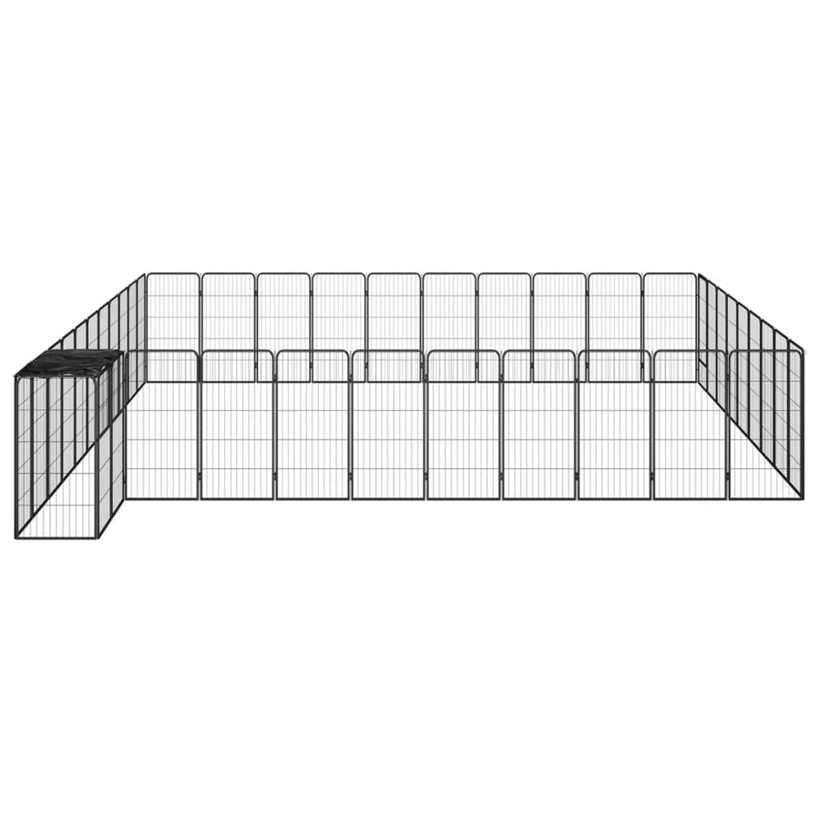 Hondenkennel 42 panelen 50x100 cm gepoedercoat staal zwart 550 x 500 x 100 cm