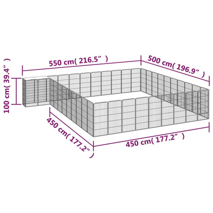 Hondenkennel 42 panelen 50x100 cm gepoedercoat staal zwart 550 x 500 x 100 cm
