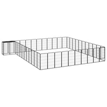 Hondenkennel 46 panelen 50x100 cm gepoedercoat staal zwart 600 x 550 x 100 cm
