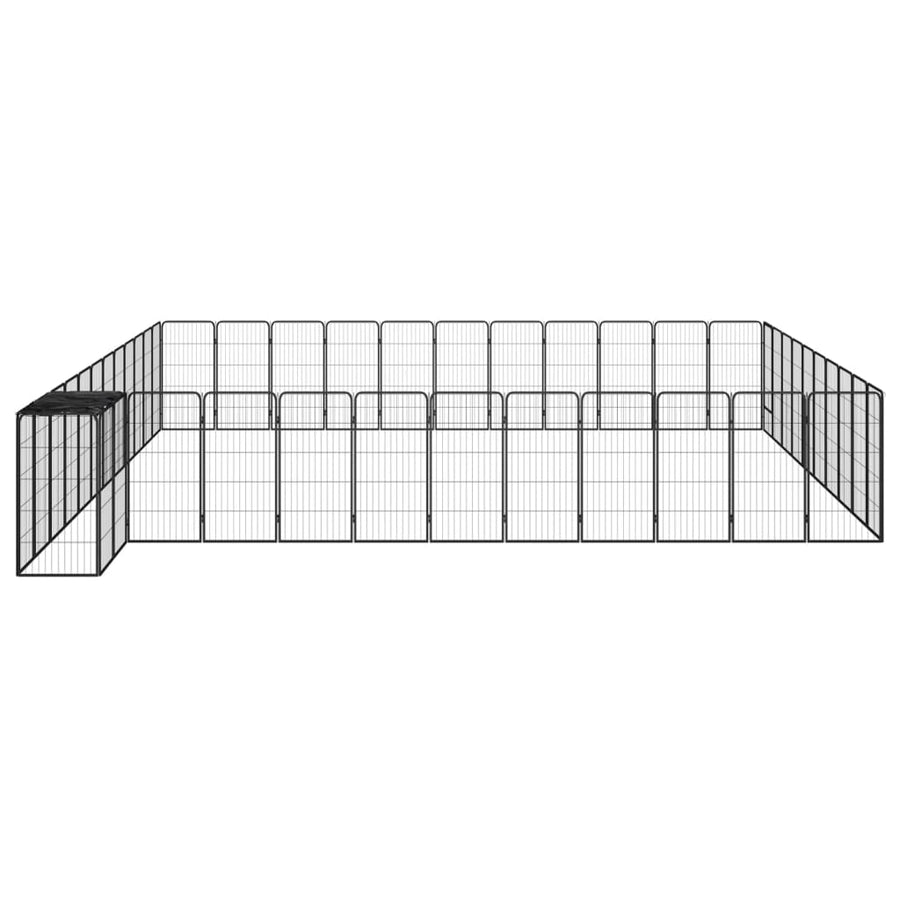 Hondenkennel 46 panelen 50x100 cm gepoedercoat staal zwart 600 x 550 x 100 cm