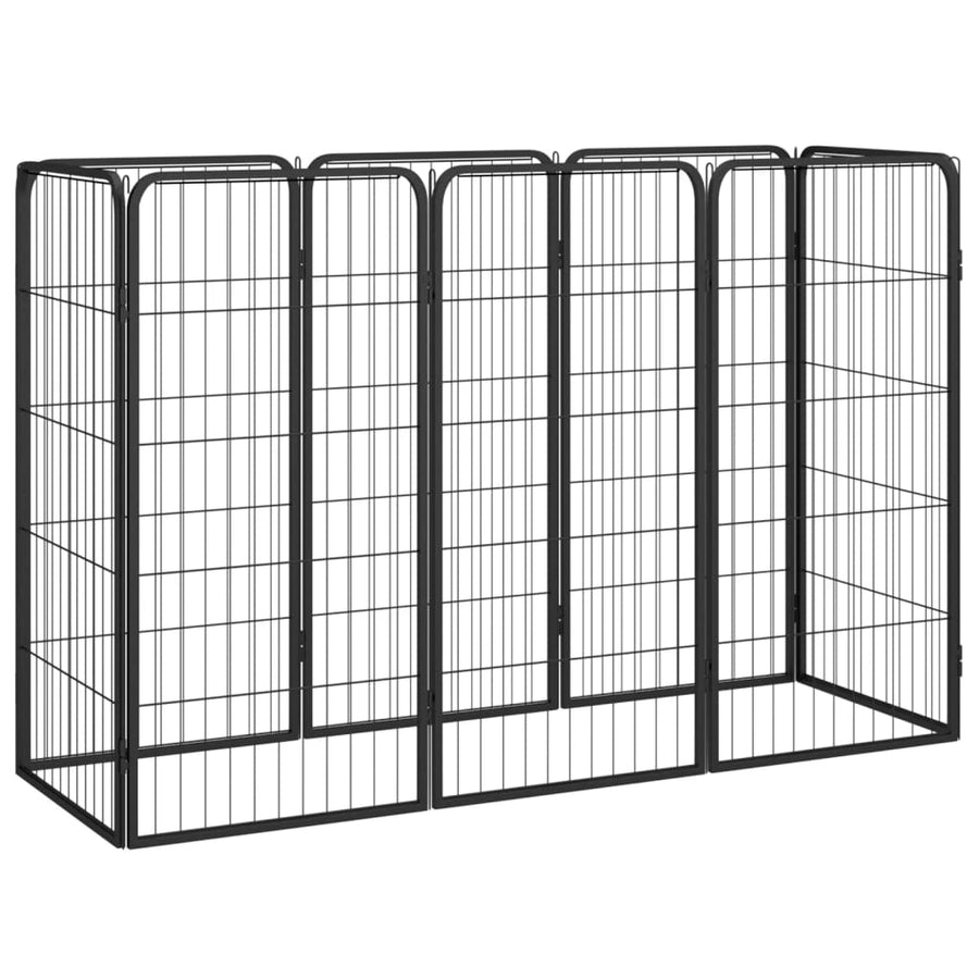 Hondenkennel 8 Panelen 50X100 Cm Gepoedercoat Staal Zwart 150 x 50 x 100 cm