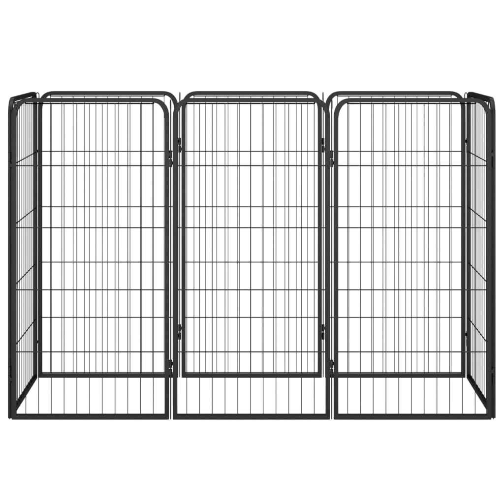 Hondenkennel 8 Panelen 50X100 Cm Gepoedercoat Staal Zwart 150 x 50 x 100 cm