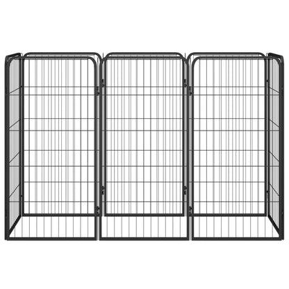 Hondenkennel 8 Panelen 50X100 Cm Gepoedercoat Staal Zwart 150 x 50 x 100 cm
