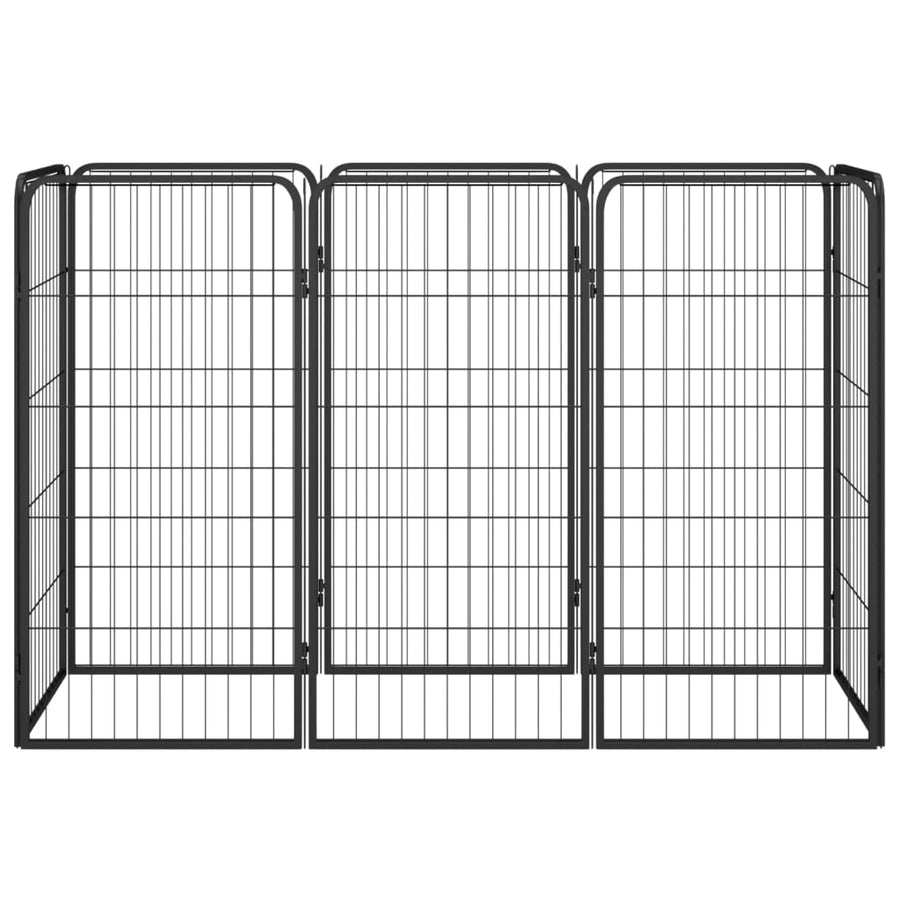 Hondenkennel 8 Panelen 50X100 Cm Gepoedercoat Staal Zwart 150 x 50 x 100 cm