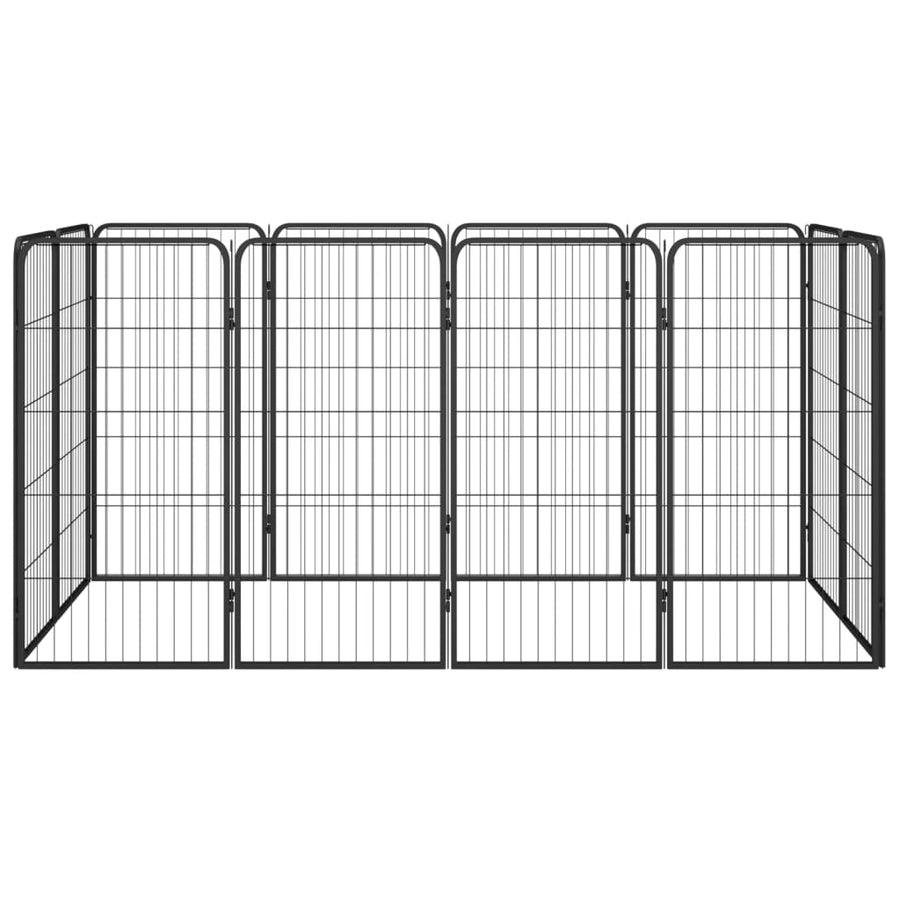 Hondenkennel 12 panelen 50 x 100 cm gepoedercoat staal zwart 200 x 100 x 100 cm