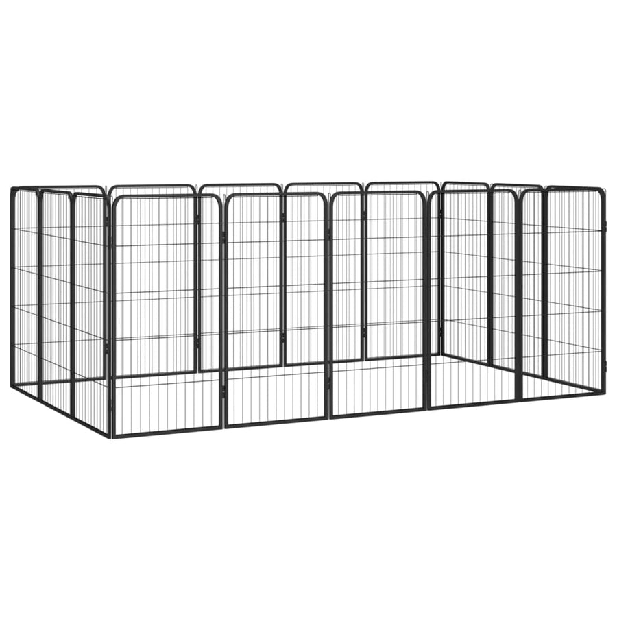 Hondenkennel 16 Panelen 50 X 100 Cm Gepoedercoat Staal Zwart 250 x 150 x 100 cm