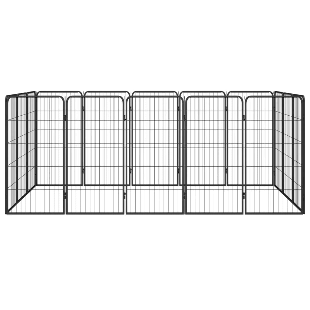 Hondenkennel 16 Panelen 50 X 100 Cm Gepoedercoat Staal Zwart 250 x 150 x 100 cm