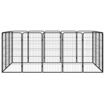 Hondenkennel 16 Panelen 50 X 100 Cm Gepoedercoat Staal Zwart 250 x 150 x 100 cm