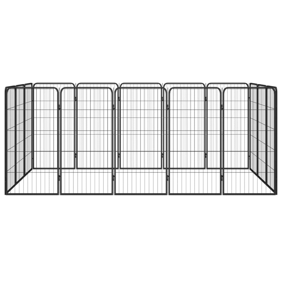Hondenkennel 16 Panelen 50 X 100 Cm Gepoedercoat Staal Zwart 250 x 150 x 100 cm