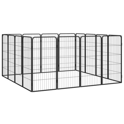 Hondenkennel 16 Panelen 50 X 100 Cm Gepoedercoat Staal Zwart 250 x 150 x 100 cm