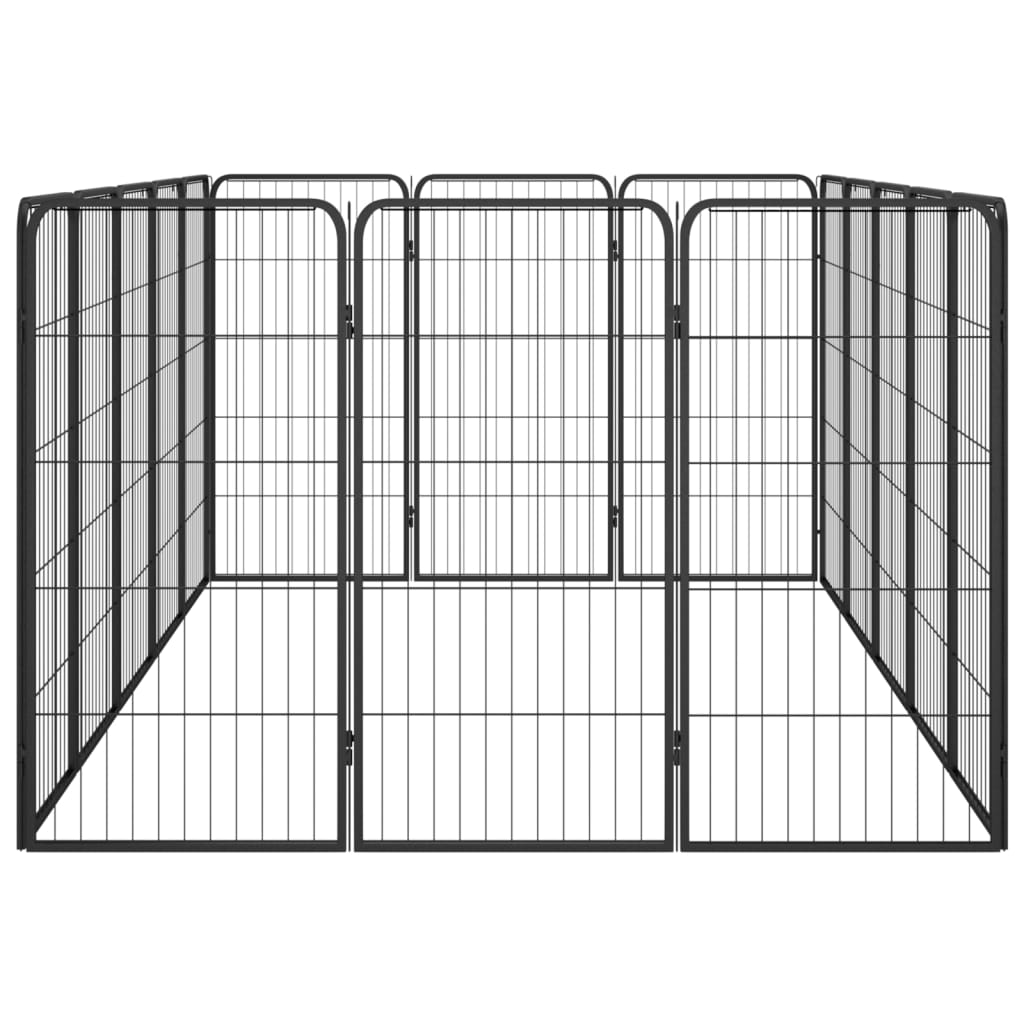 Hondenkennel 16 Panelen 50 X 100 Cm Gepoedercoat Staal Zwart 250 x 150 x 100 cm