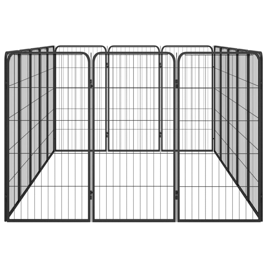 Hondenkennel 16 Panelen 50 X 100 Cm Gepoedercoat Staal Zwart 250 x 150 x 100 cm