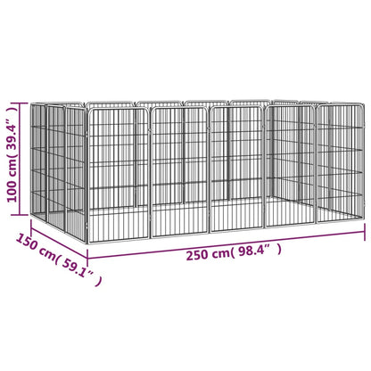 Hondenkennel 16 Panelen 50 X 100 Cm Gepoedercoat Staal Zwart 250 x 150 x 100 cm