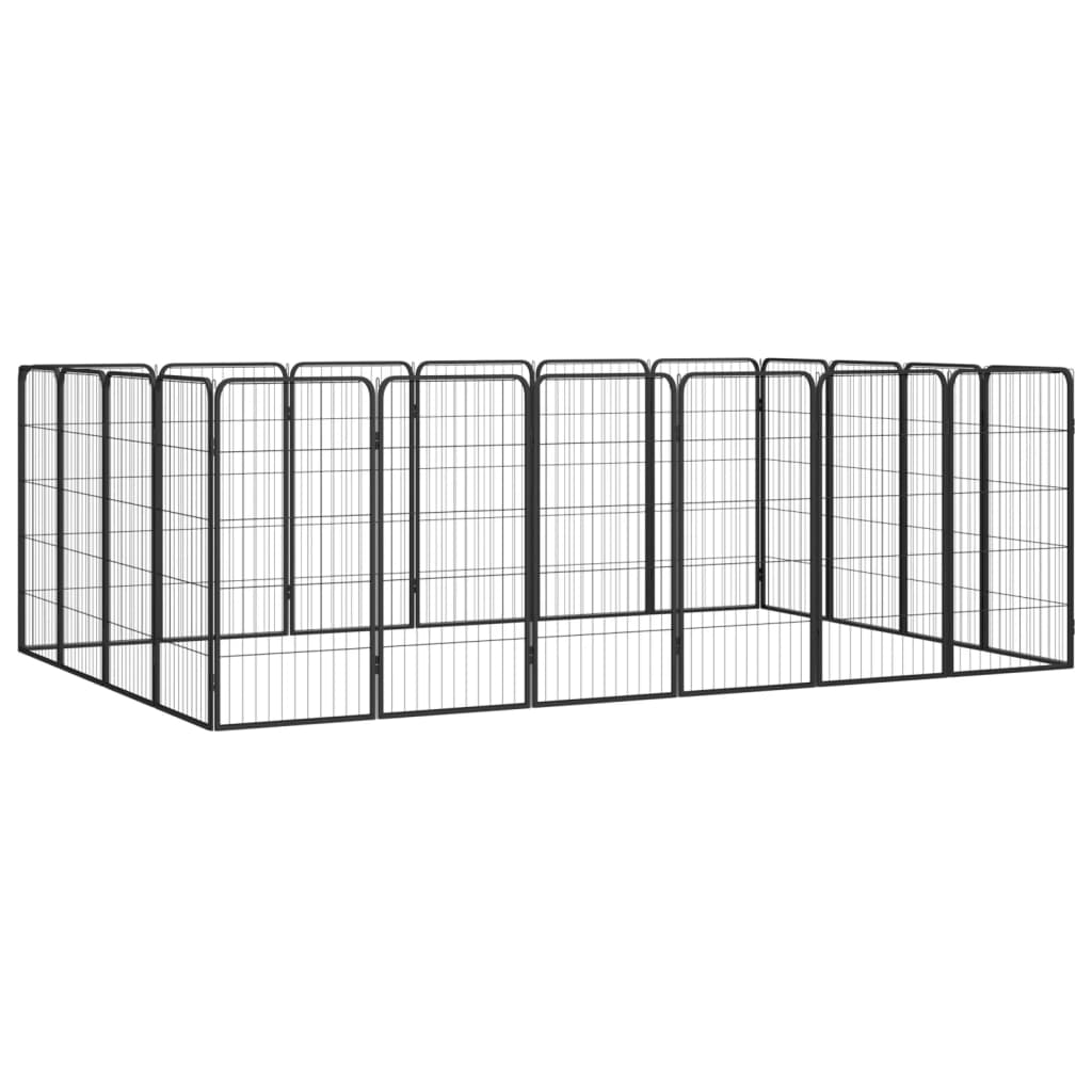 Hondenkennel 20 Panelen 50 X 100 Cm Gepoedercoat Staal Zwart 300 x 200 x 100 cm