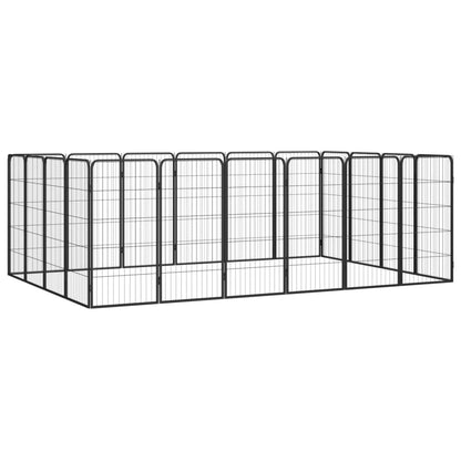 Hondenkennel 20 Panelen 50 X 100 Cm Gepoedercoat Staal Zwart 300 x 200 x 100 cm