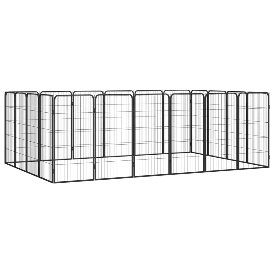 Hondenkennel 20 Panelen 50 X 100 Cm Gepoedercoat Staal Zwart 300 x 200 x 100 cm