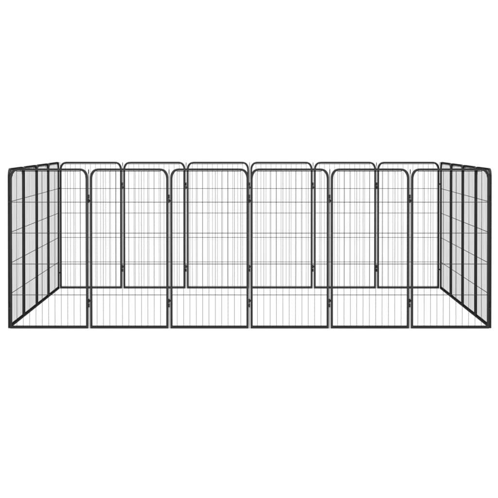 Hondenkennel 20 Panelen 50 X 100 Cm Gepoedercoat Staal Zwart 300 x 200 x 100 cm