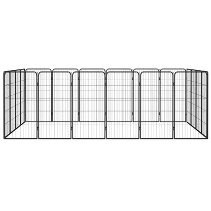 Hondenkennel 20 Panelen 50 X 100 Cm Gepoedercoat Staal Zwart 300 x 200 x 100 cm