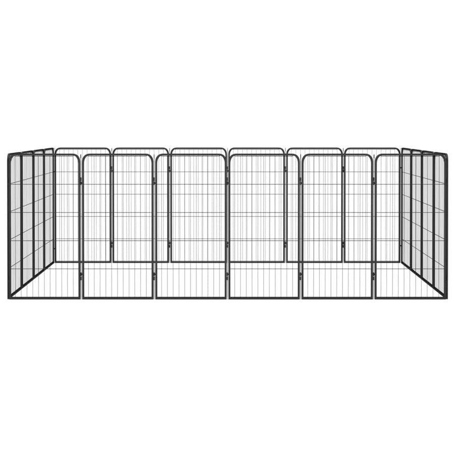 Hondenkennel 20 Panelen 50 X 100 Cm Gepoedercoat Staal Zwart 300 x 200 x 100 cm