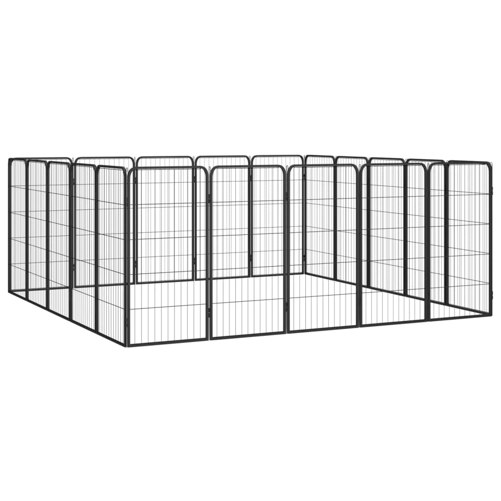 Hondenkennel 20 Panelen 50 X 100 Cm Gepoedercoat Staal Zwart 300 x 200 x 100 cm