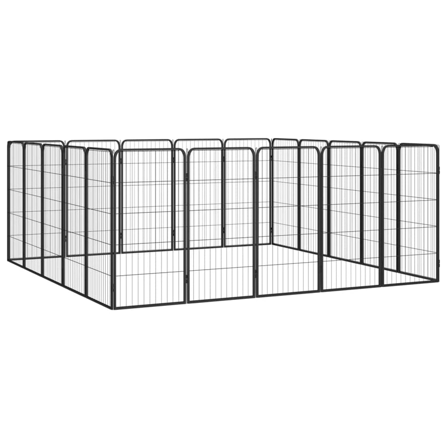 Hondenkennel 20 Panelen 50 X 100 Cm Gepoedercoat Staal Zwart 300 x 200 x 100 cm