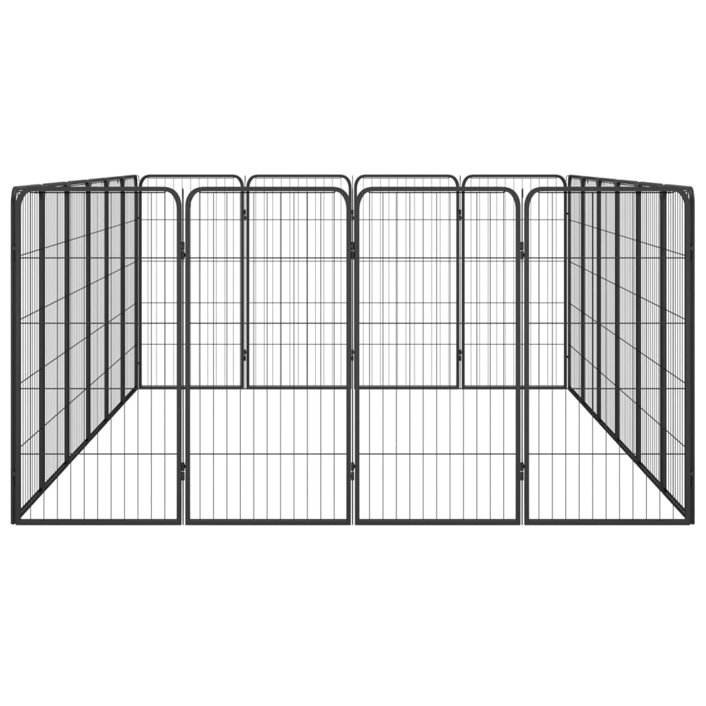 Hondenkennel 20 Panelen 50 X 100 Cm Gepoedercoat Staal Zwart 300 x 200 x 100 cm