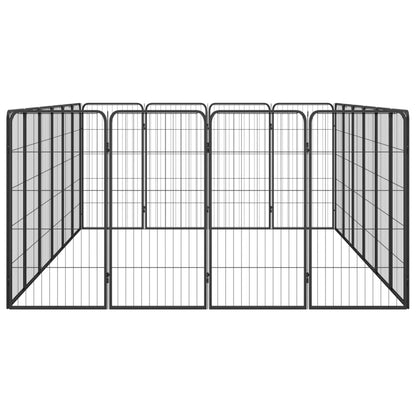 Hondenkennel 20 Panelen 50 X 100 Cm Gepoedercoat Staal Zwart 300 x 200 x 100 cm