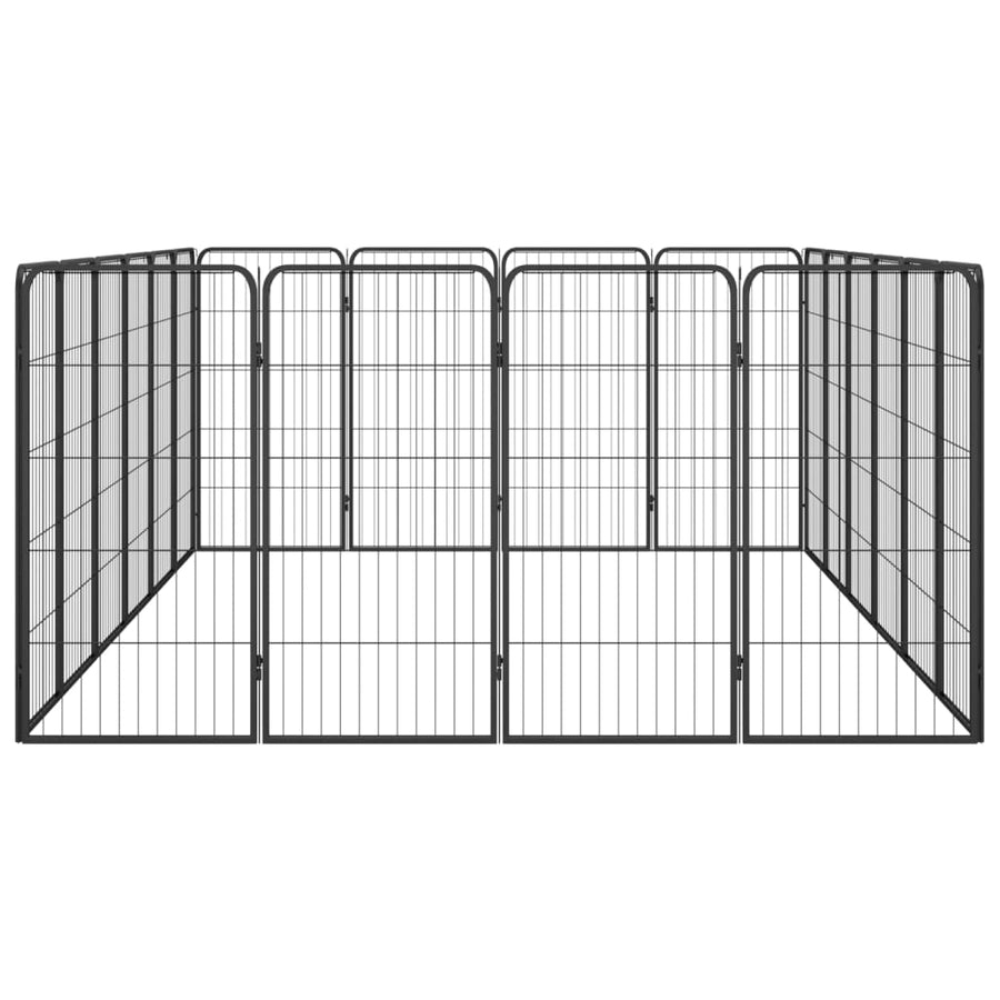 Hondenkennel 20 Panelen 50 X 100 Cm Gepoedercoat Staal Zwart 300 x 200 x 100 cm