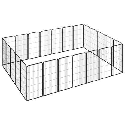 Hondenkennel 24 panelen 50 x 100 cm gepoedercoat staal zwart 350 x 250 x 100 cm