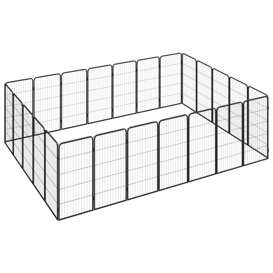 Hondenkennel 24 panelen 50 x 100 cm gepoedercoat staal zwart 350 x 250 x 100 cm