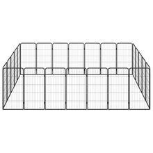 Hondenkennel 24 panelen 50 x 100 cm gepoedercoat staal zwart 350 x 250 x 100 cm