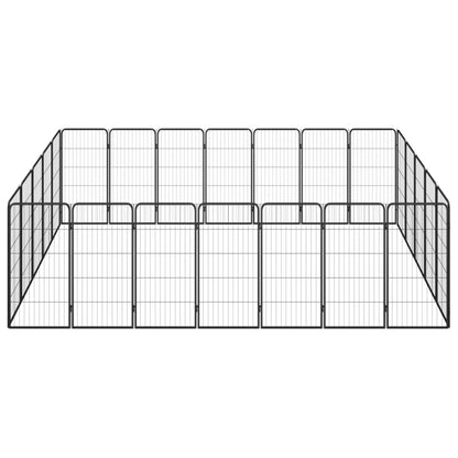 Hondenkennel 24 panelen 50 x 100 cm gepoedercoat staal zwart 350 x 250 x 100 cm