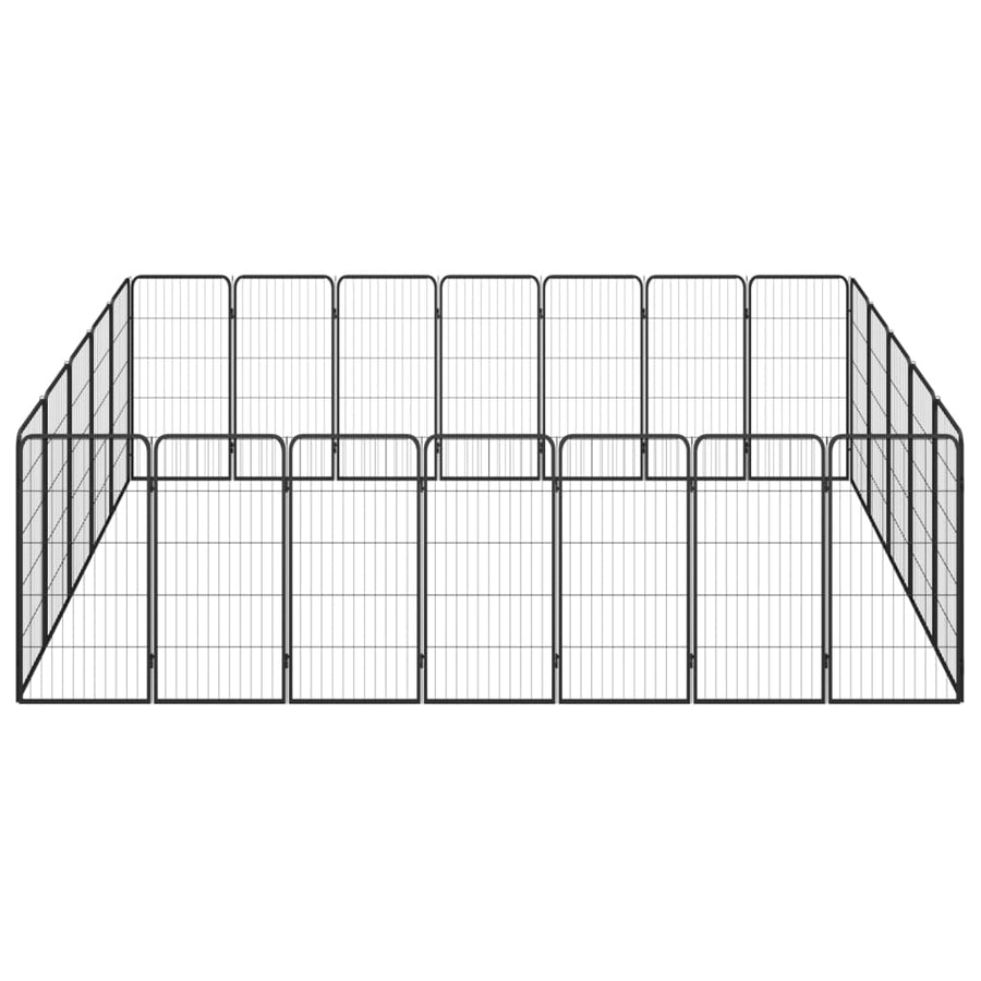 Hondenkennel 24 panelen 50 x 100 cm gepoedercoat staal zwart 350 x 250 x 100 cm