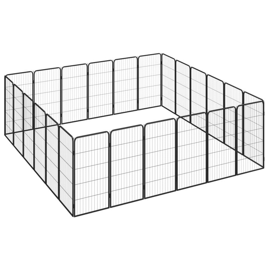 Hondenkennel 24 panelen 50 x 100 cm gepoedercoat staal zwart 350 x 250 x 100 cm