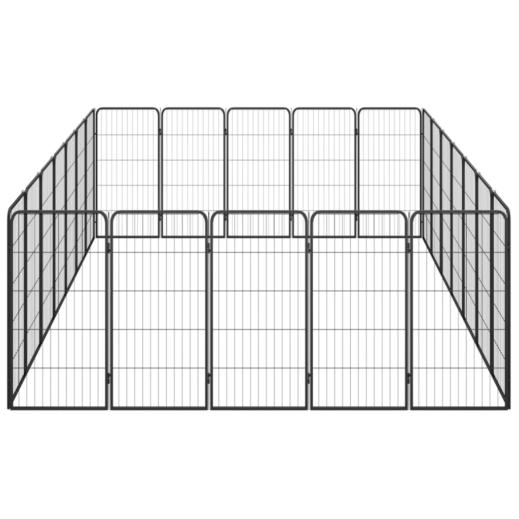 Hondenkennel 24 panelen 50 x 100 cm gepoedercoat staal zwart 350 x 250 x 100 cm