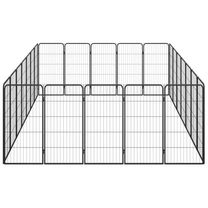 Hondenkennel 24 panelen 50 x 100 cm gepoedercoat staal zwart 350 x 250 x 100 cm