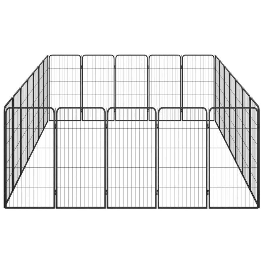 Hondenkennel 24 panelen 50 x 100 cm gepoedercoat staal zwart 350 x 250 x 100 cm